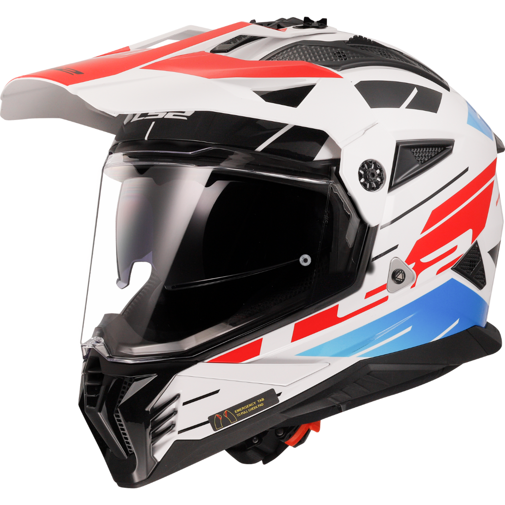 LS2 Pioneer II Namib Gloss White Blue Red Helmet