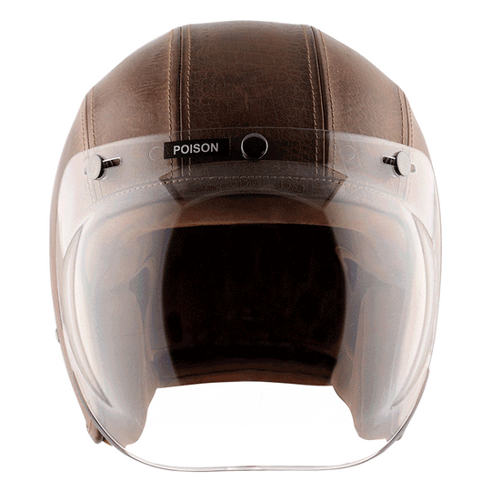 AXOR Retro Jet Leather Open Face Helmet (Poison Coco Brown)