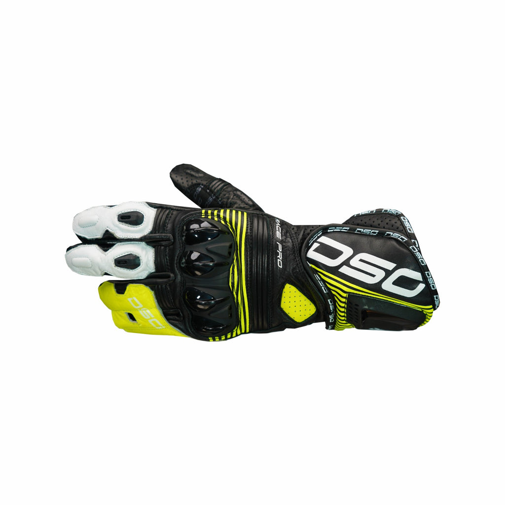 DSG Race Pro V1 Gloves (Black Yellow Fluro White)