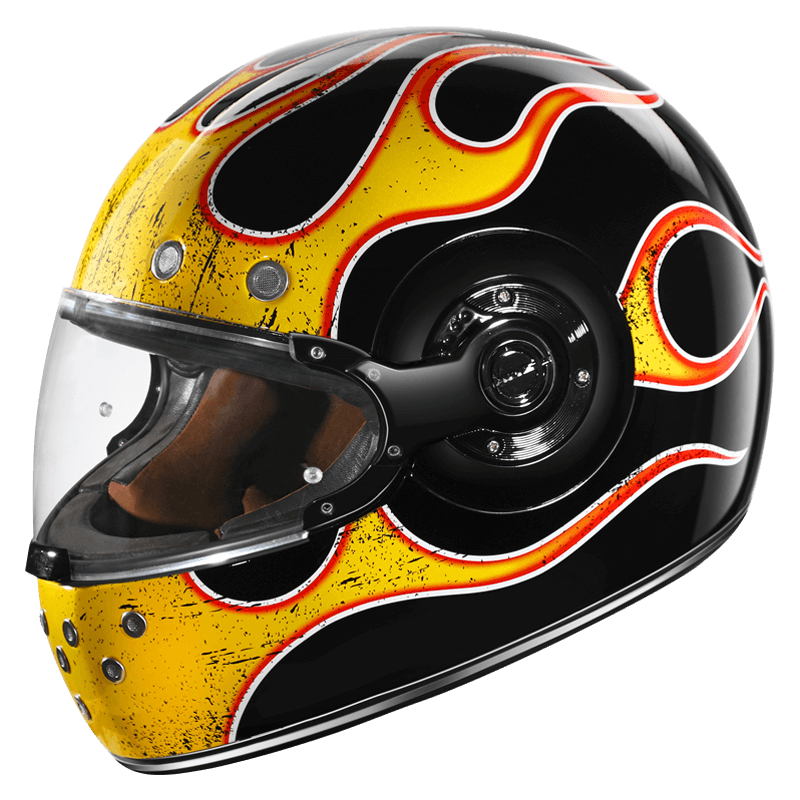SMK Retro Inferno Gloss Black Yellow Red (GL243) Helmet