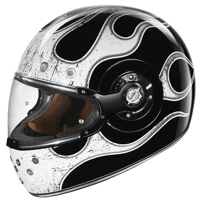 SMK Retro Inferno Gloss Black Grey (GL266) Helmet - Moto Central