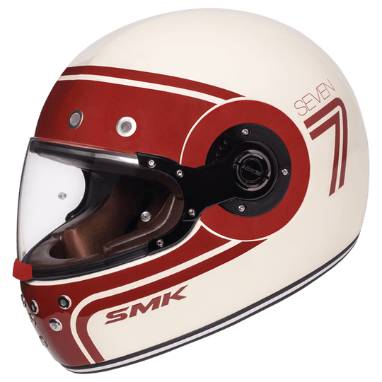 SMK Retro Seven Gloss Off White Red Grey (GL130) Helmet