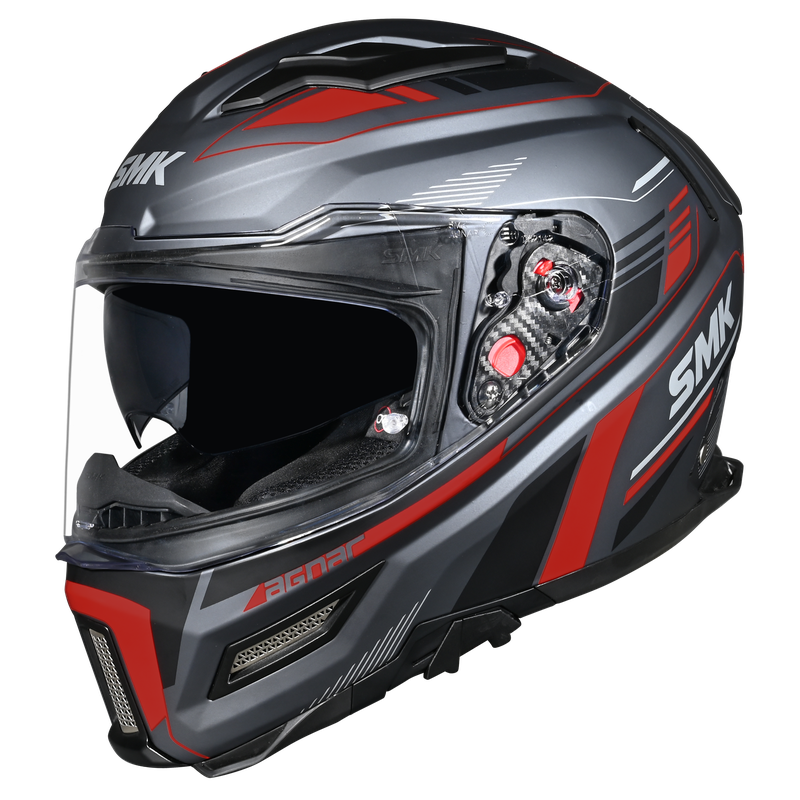 SMK Agnar Revv Gloss Grey Black Red (GL623) Helmet