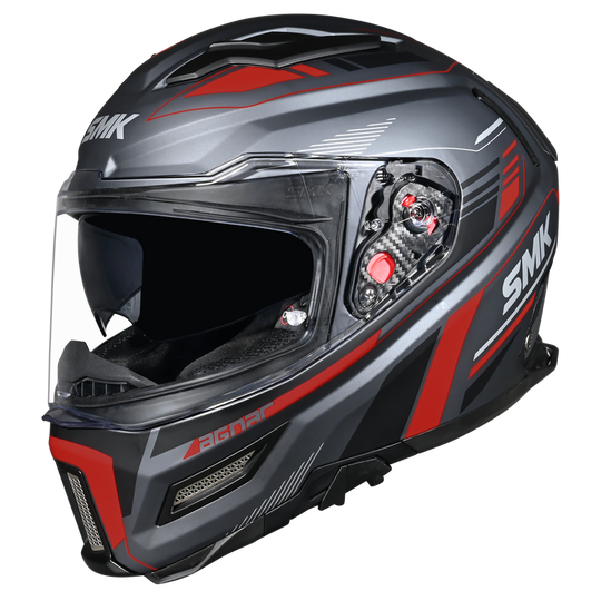 SMK Agnar Revv Matt Grey Black Red (MA623) Helmet