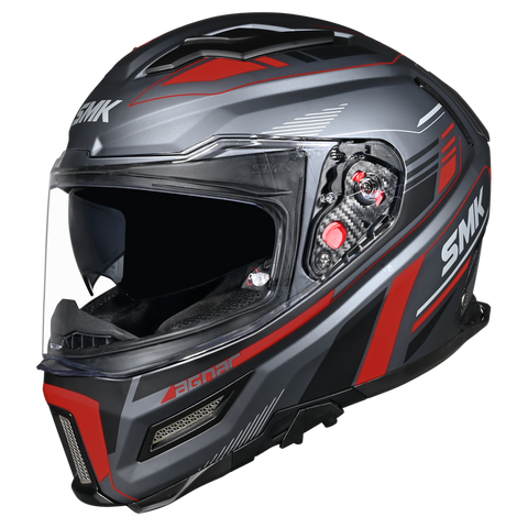 SMK Agnar Revv Matt Grey Black Red (MA623) Helmet