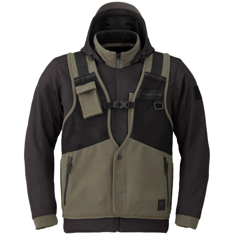 RS Taichi Overlap Mesh Parka Jacket (Black Khaki)