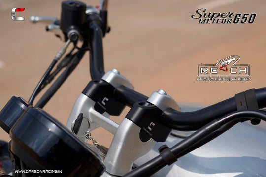 Carbon Racing Reach Premium Offset Handlebar Risers for Royal Enfield Super Meteor 650