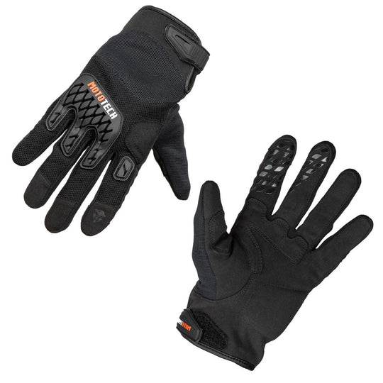 MOTOTECH Reflex Air Flo Dual Sport Motorcycle Riding Gloves (Black)