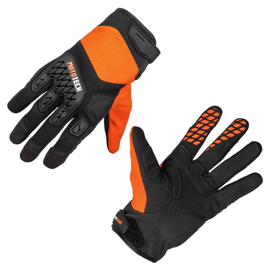 MOTOTECH Reflex Air Flo Dual Sport Motorcycle Riding Gloves (Orange)