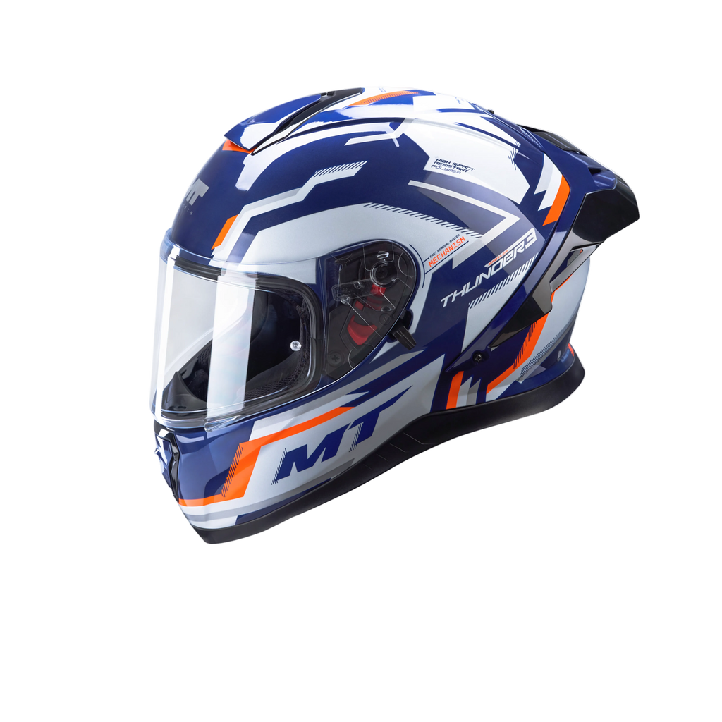 MT Thunder 3 SV Spoiler Blaze C14 Gloss White Blue Orange Helmet