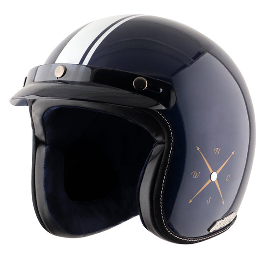 AXOR Retro Jet Euro Globe Open Face Helmet (Gloss Royal Blue)