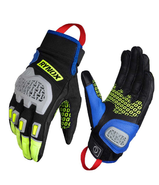 Rynox Gravel Dualsport Gloves 2023 (Hi-Viz Green Blue)