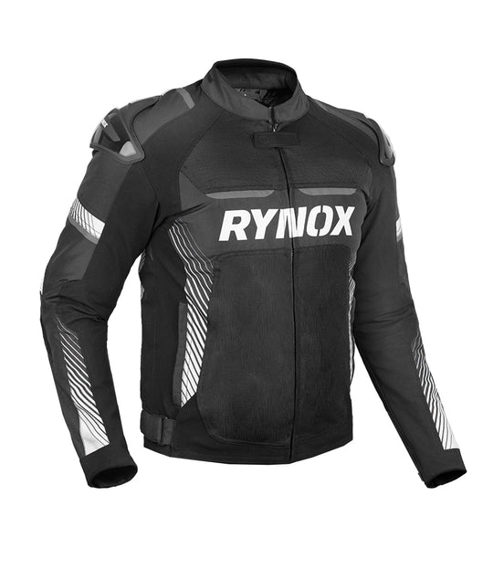 Rynox Apex Evo Riding Jacket CE Certified Class AA (Black White)