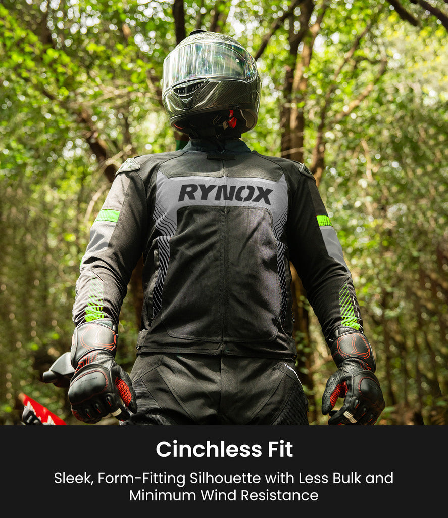 Rynox Apex Evo Riding Jacket CE Certified Class AA (Black Hi Viz Green ...