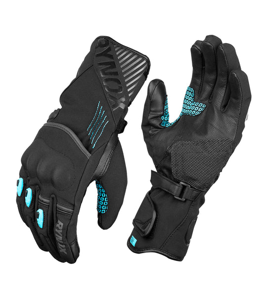 Rynox Dry Ice Waterproof Winter Gloves (Black Aqua Blue)