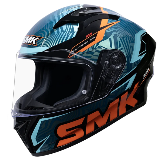SMK Stellar Sports Fury Gloss Black Blue Orange Chameleon (GL257C) Helmet