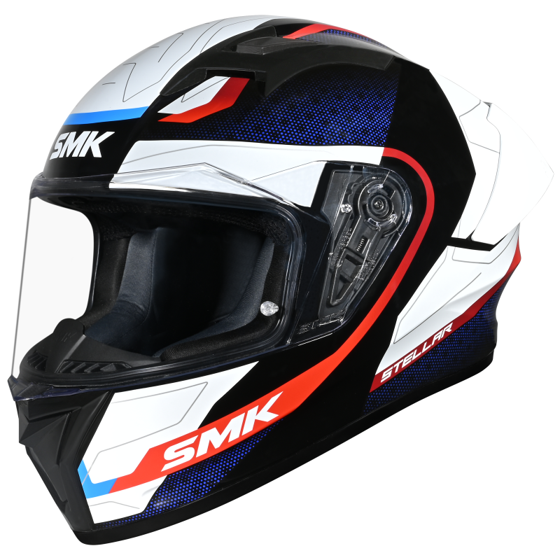SMK Stellar Sports Flight Gloss Black White Red (GL213) Helmet