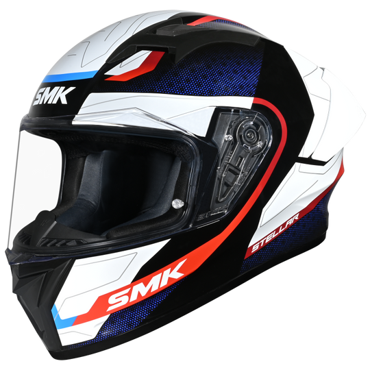 SMK Stellar Sports Flight Gloss Black White Red (GL213) Helmet