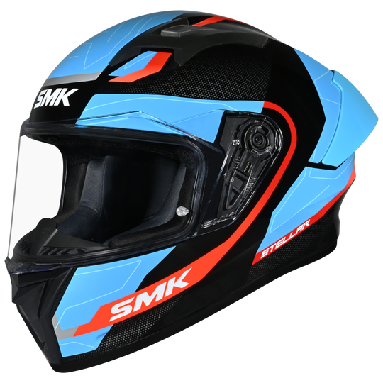 SMK Stellar Sports Flight Gloss Black Blue Grey (GL256) Helmet