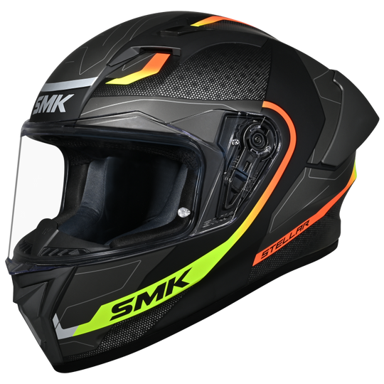 SMK Stellar Sports Flight Gloss Black Grey Yellow (GL264) Helmet