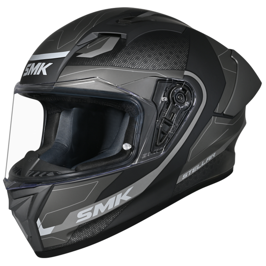 SMK Stellar Sports Flight Gloss Black Grey (GL266) Helmet