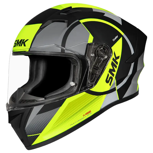 SMK Stellar Sports Faro Matt Black Grey Yellow (MA264) Helmet