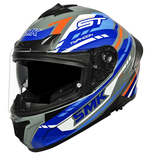 SMK Typhoon Sports Tourer Gloss Grey Blue White (GL651) Helmet