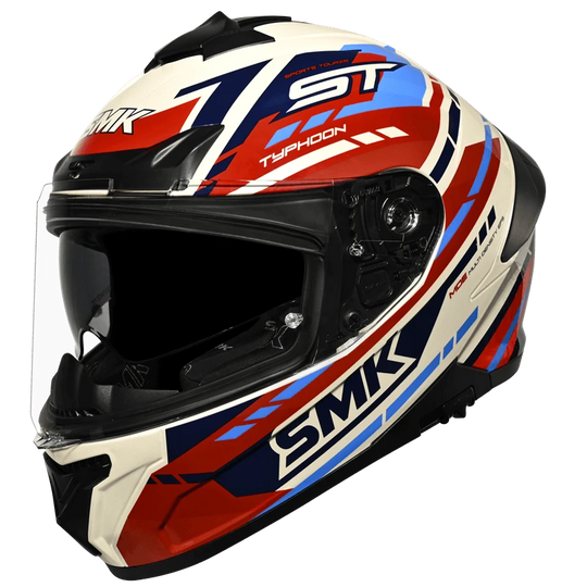 SMK Typhoon Sports Tourer Gloss White Red Blue (GL135) Helmet