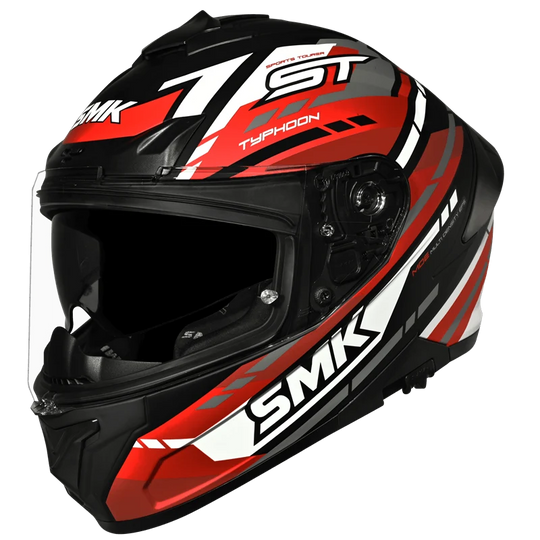 SMK Typhoon Sports Tourer Matt Black Red White (MA231) Helmet