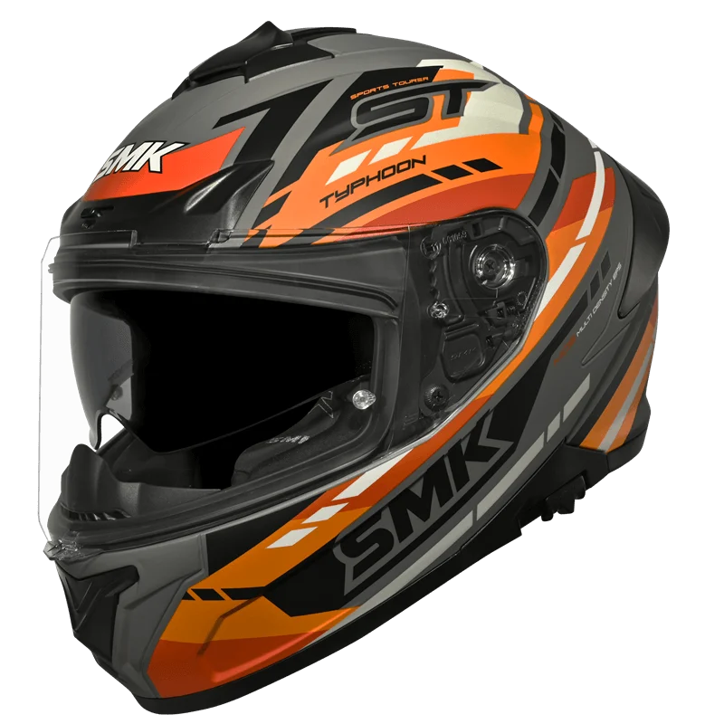 SMK Typhoon Sports Tourer Gloss Grey Orange Black (GL672) Helmet