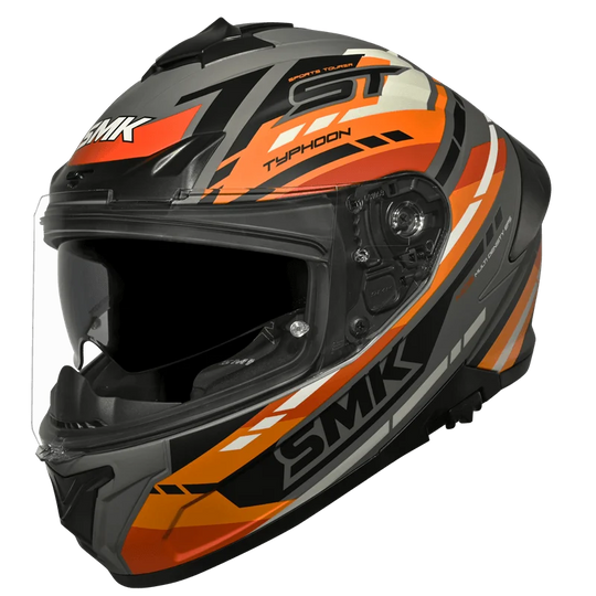 SMK Typhoon Sports Tourer Gloss Grey Orange Black (GL672) Helmet