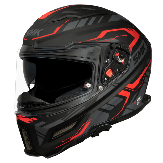 SMK Agnar Tektron Gloss Black Grey Red (GL263) Helmet