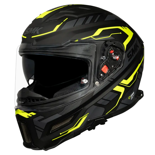 SMK Agnar Tektron Gloss Black Grey Yellow (GL264) Helmet