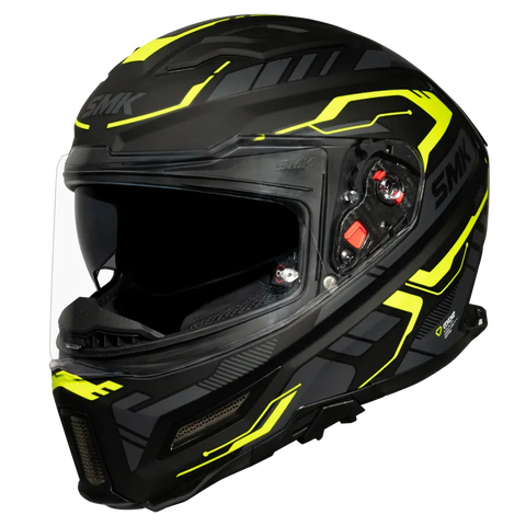 SMK Agnar Tektron Matt Black Grey Yellow (MA264) Helmet