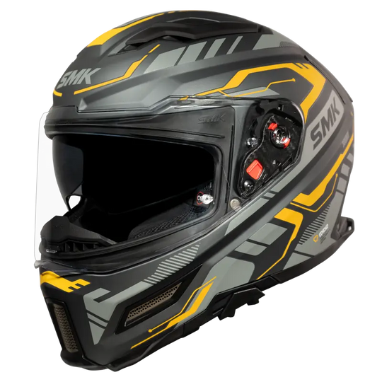 SMK Agnar Tektron Matt Grey Yellow (MA664) Helmet