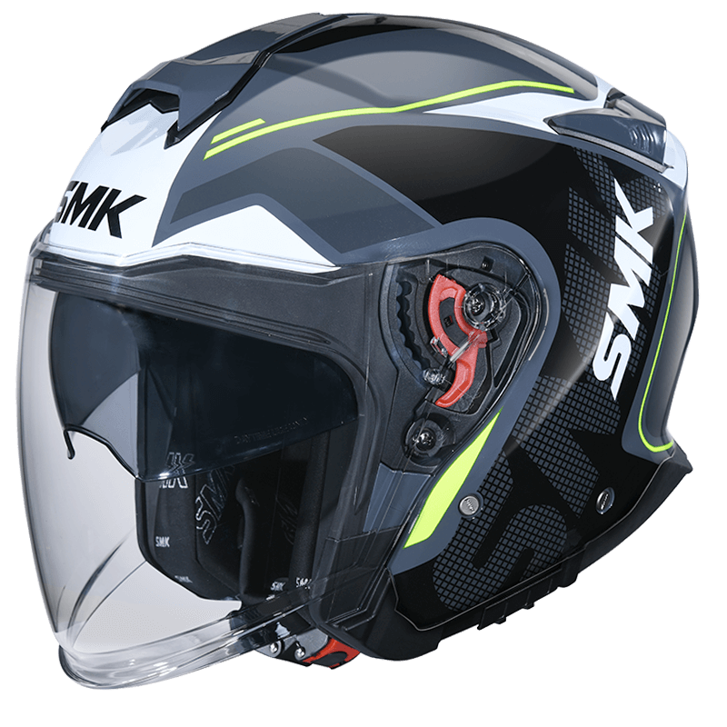 SMK GTJ Tourer Gloss Grey White Yellow (GL614) Helmet