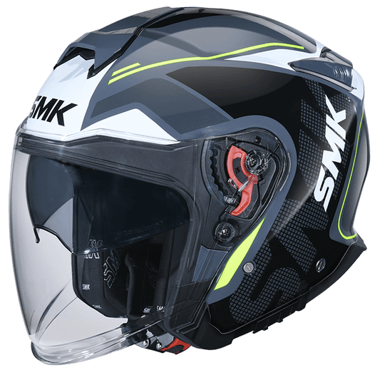 SMK GTJ Tourer Gloss Grey White Yellow (GL614) Helmet