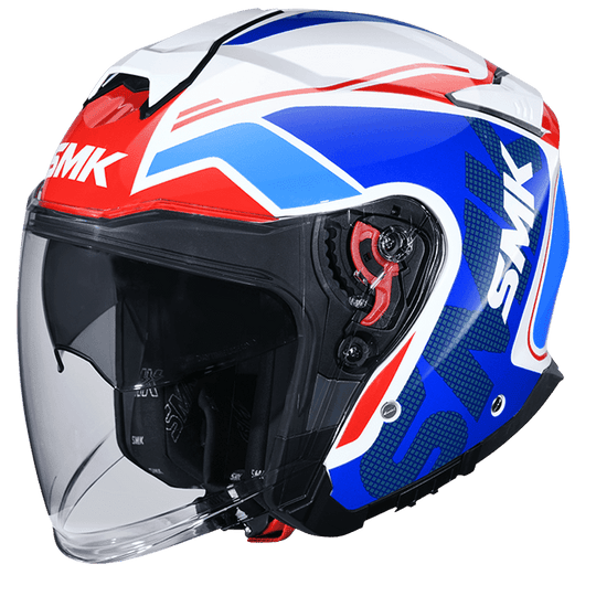 SMK GTJ Tourer Gloss White Blue Red (GL135) Helmet