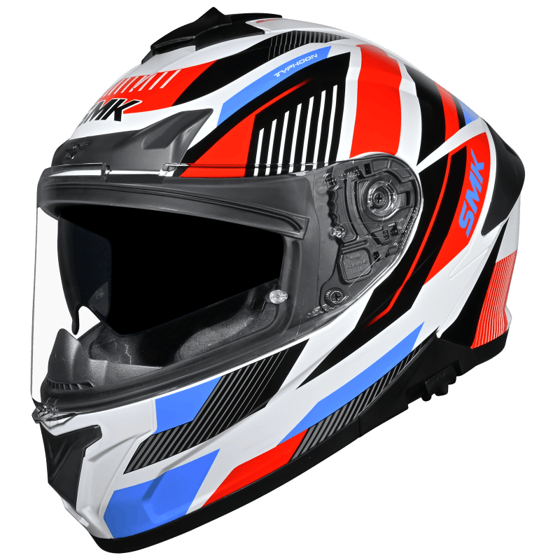 SMK Typhoon Sparko Gloss White Red Blue (GL135) Helmet