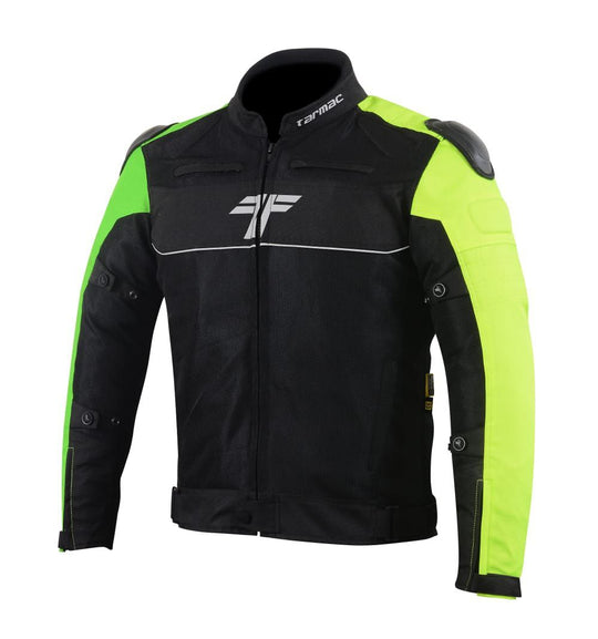 Tarmac One III Level 2 Riding Jacket with PU Chest Protectors (Black Fluro Green)