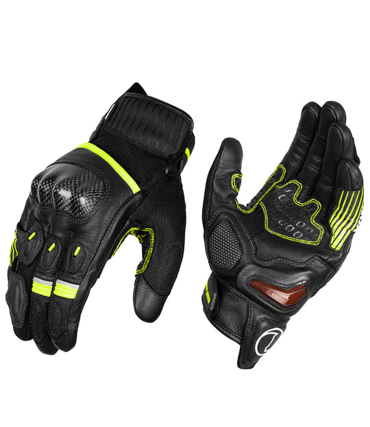 Rynox Tornado Pro 4 Gloves Carbon Edition (Black Hi Viz Green)