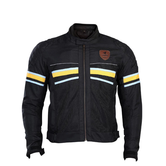 Raida Vintago Motorcycle Riding Jacket (Black Yellow Blue)