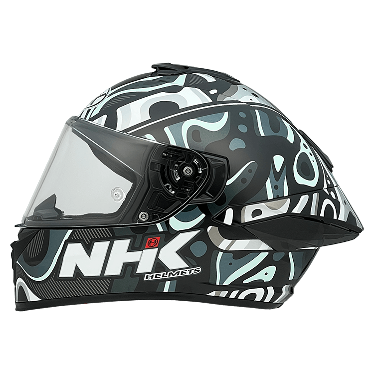 NHK K5R Nebula Gloss Black Tosca Blue Grey Helmet