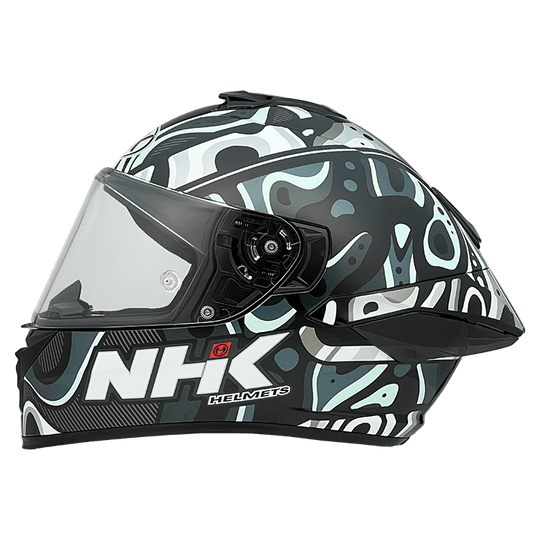 NHK K5R Nebula Gloss Black Tosca Blue Grey Helmet