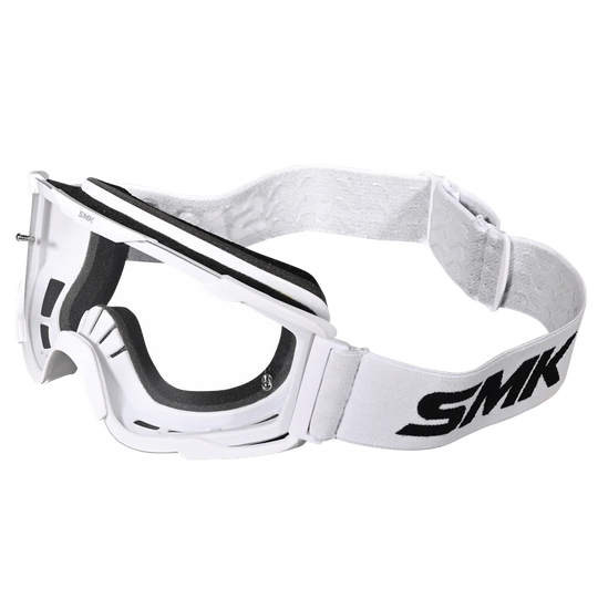 SMK Terrain Offroad Goggle with Clear Lens (White with White Strap)