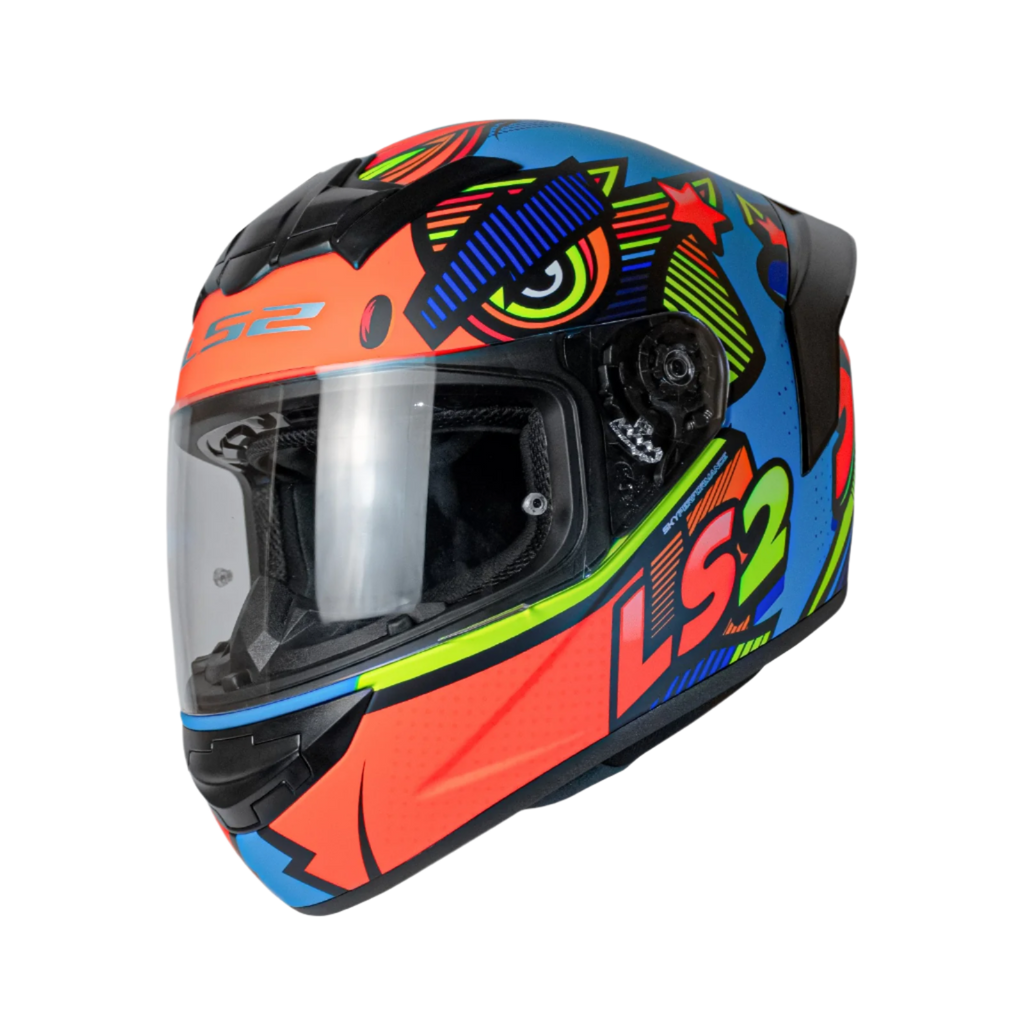 LS2 FF352 Khan Blue Hi Viz Orange Matt Helmet