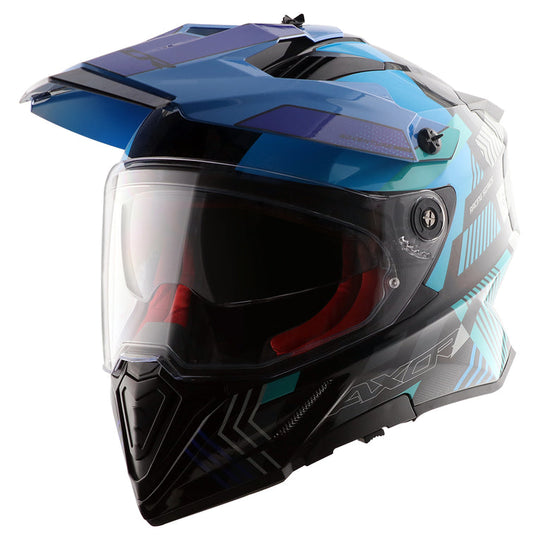 AXOR XCross Dual Visor Gambling Gloss Black Blue Helmet