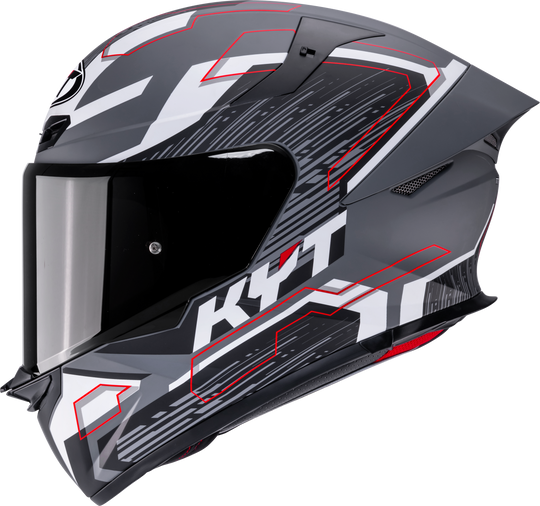 KYT TT Revo Speeding Matt GRL Grey Red Helmet