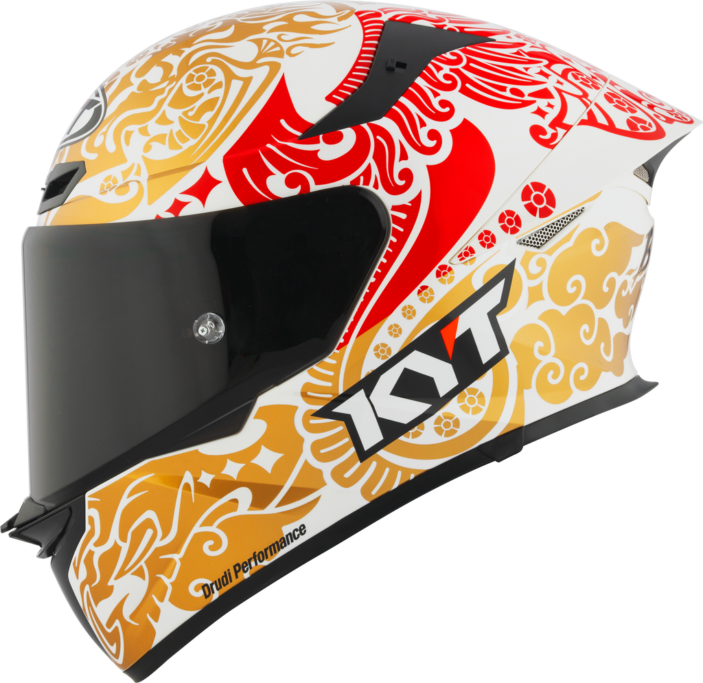 KYT TT Revo Enea Bastianini Indonesia Replica 2023 Gloss Pearl White Helmet - Moto Central