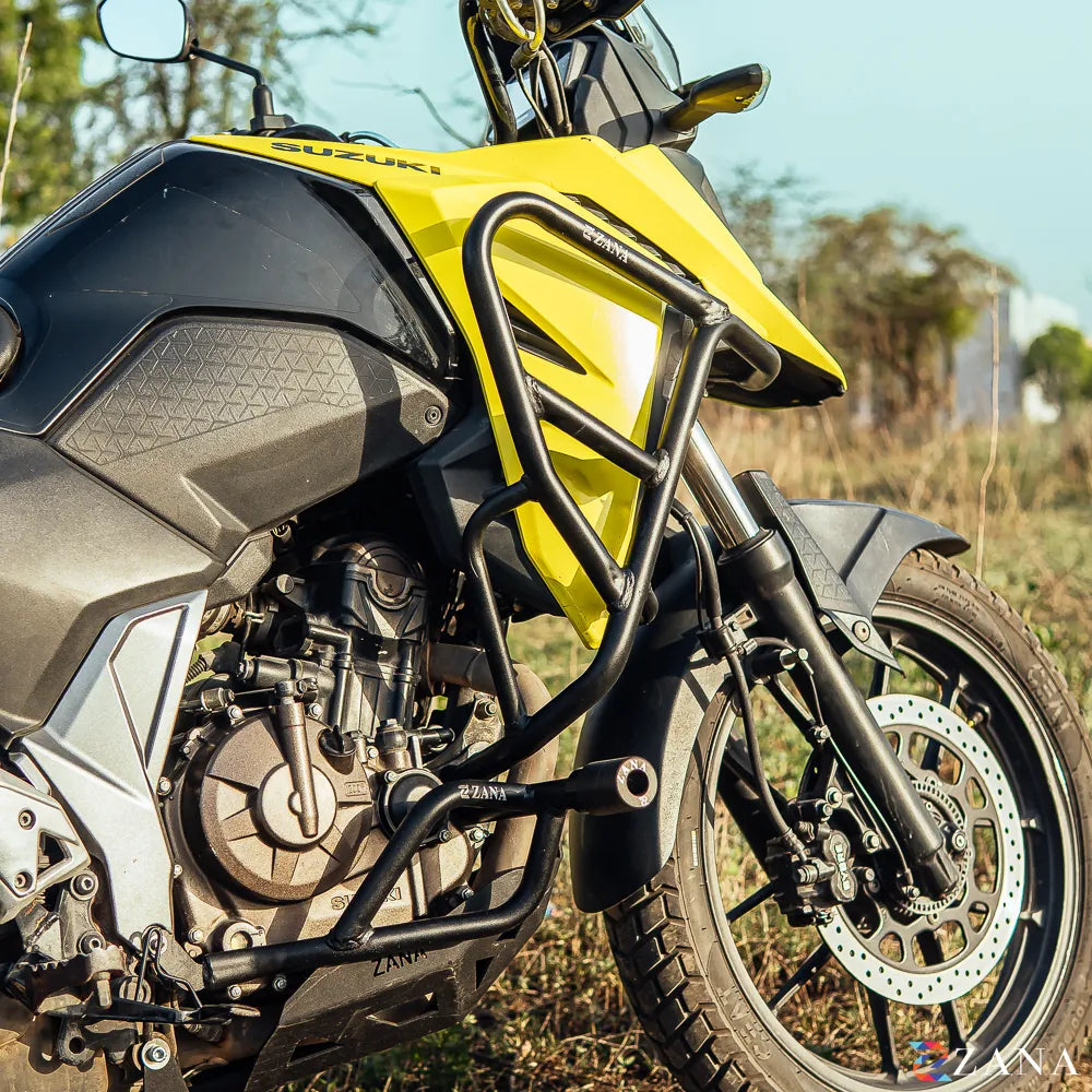ZANA Upper and Lower Crash Guard with Slider Combo for Suzuki VStrom SX250 (Black) (ZI-8756+ZI-8758)